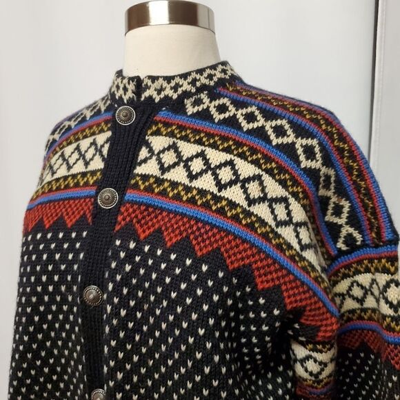 Vintage Handmade Wool Blend? Fair Isle Knit Cottagecore Button Cardigan Sweater - Picture 8 of 9
